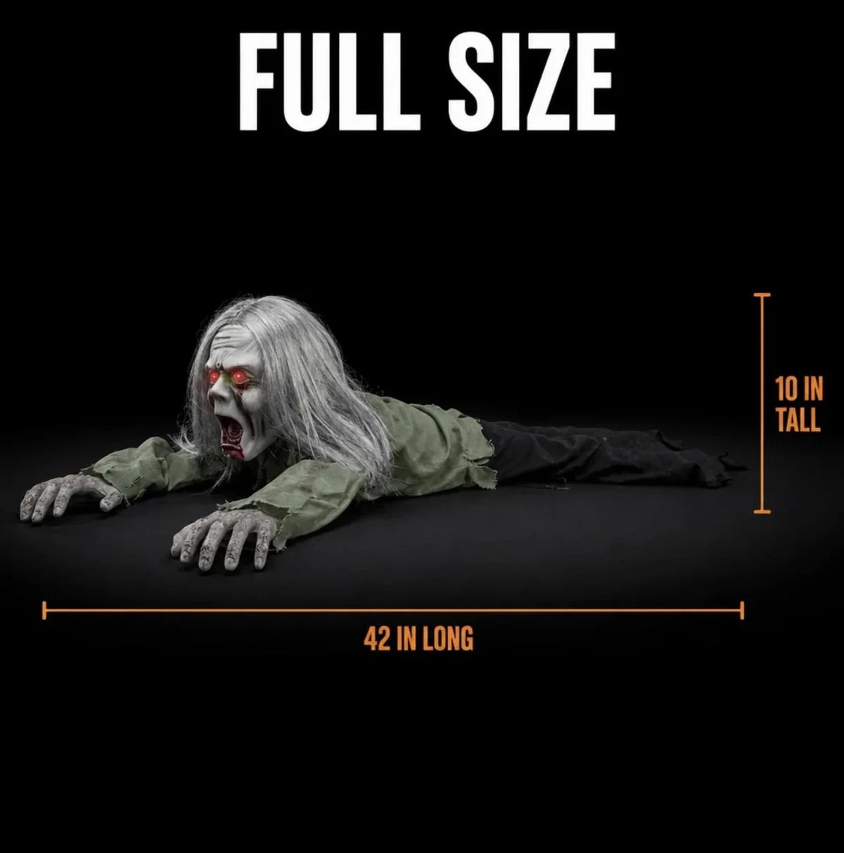 Full size: 42 inches long and 10 inches tall